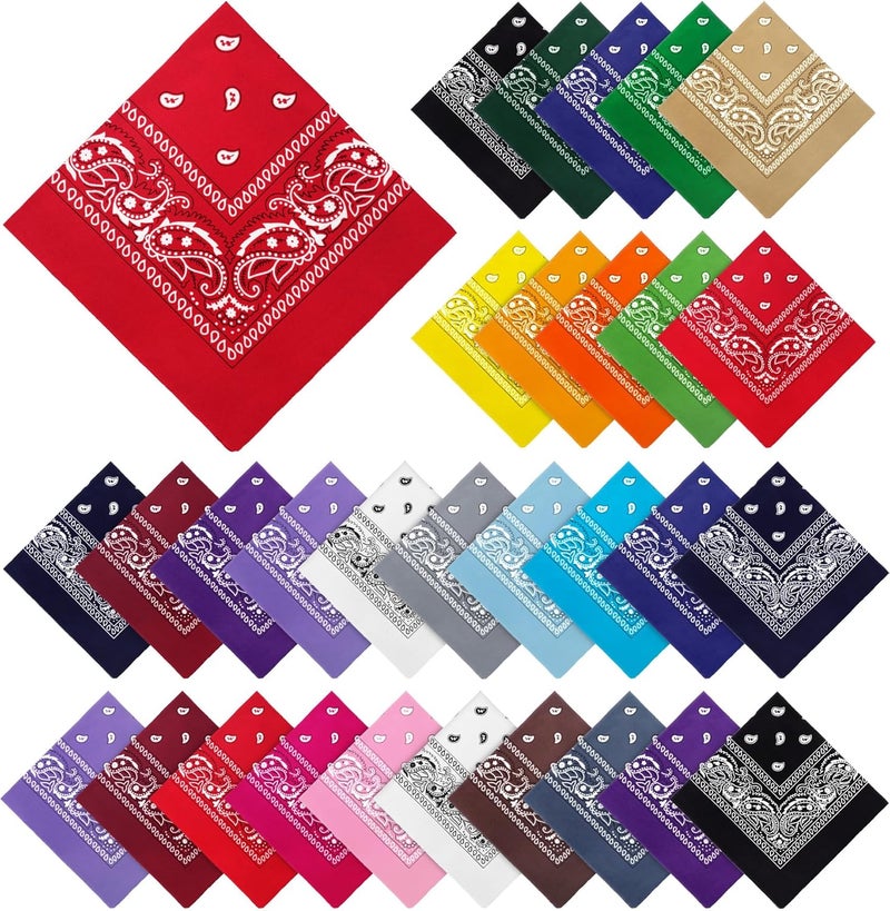 YSense 30 Pieces Paisley Bandana Unisex Multi-Purpose Bandanas Bulk Cowboy Headbands Square Scarf Head Wrap for Women Men - Image 1